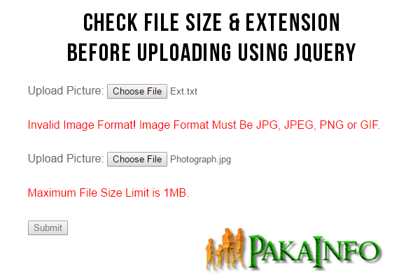 jquery single file upload example